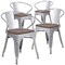 Flash Furniture Silver Metal Chair with Wood Seat and Arms, PK4 4-CH-31270-SIL-WD-GG - alternate 5